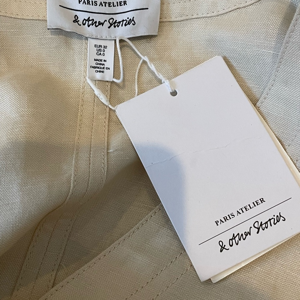 NWT & OTHER STORIES Linen Button Down Midi Dress Cottagcore Prairie - Picture 6 of 7